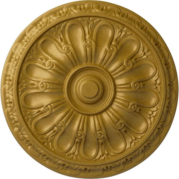 Ekena Millwork 15-3/4 in. x 5/8 in. Kirke Urethane Ceiling Medallion (Fits Canopies upto 3-3/4 in.), Pharaohs Gold