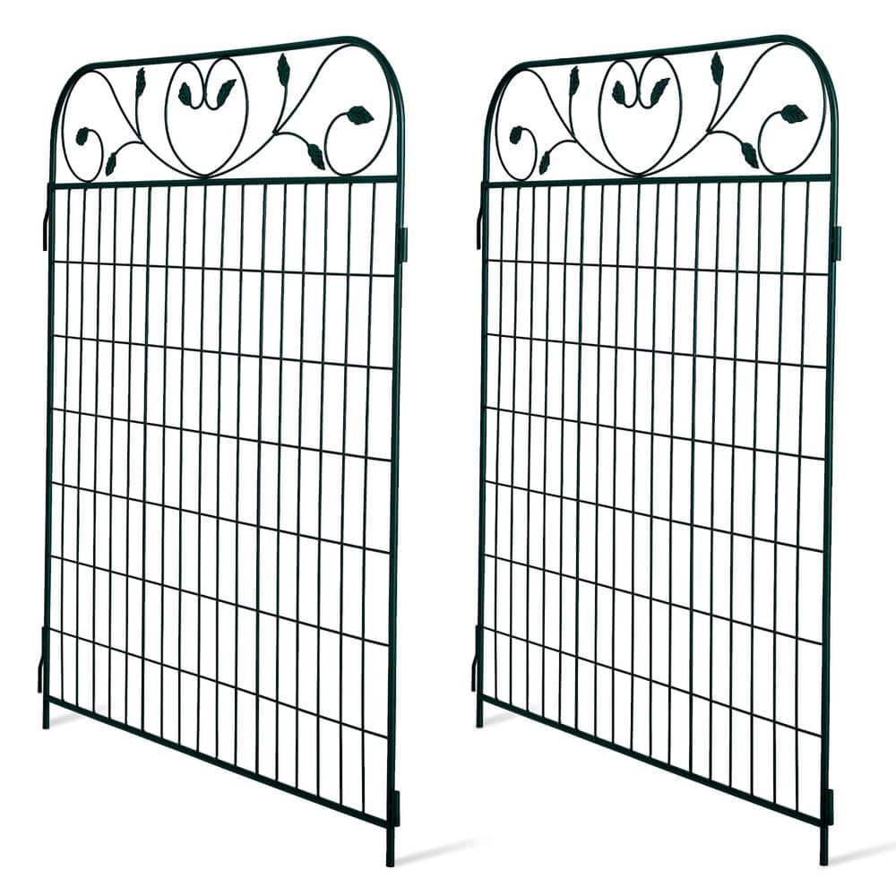 44 in. Green Galvanized Metal Decorative Outdoor Garden Border Fence HDAHW89015 The Home Depot
