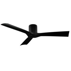 Aviator Indoor/Outdoor 3-Blade Smart Flush Mount Ceiling Fan 54 in. Matte Black LED Light Kit Adaptable with Remote