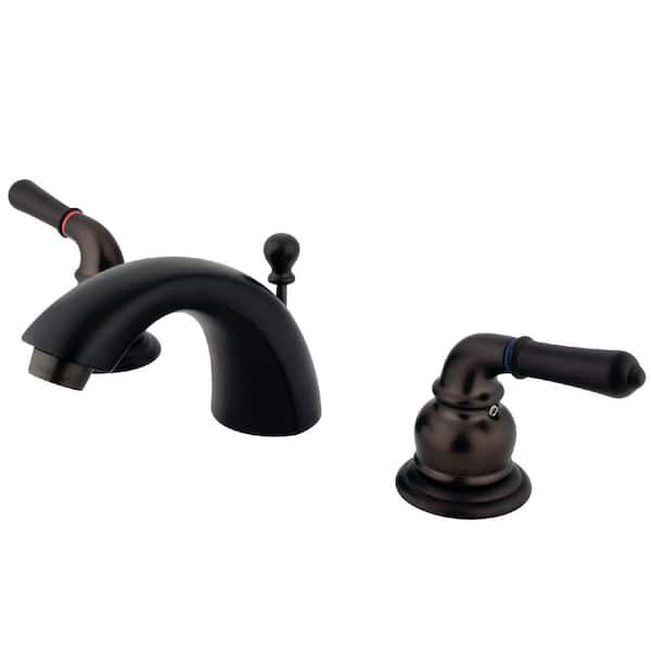 Kingston Brass Mini-Widespread 4 in. Centerset 2-Handle Bathroom Faucet with Brass Pop-Up in Oil Rubbed Bronze