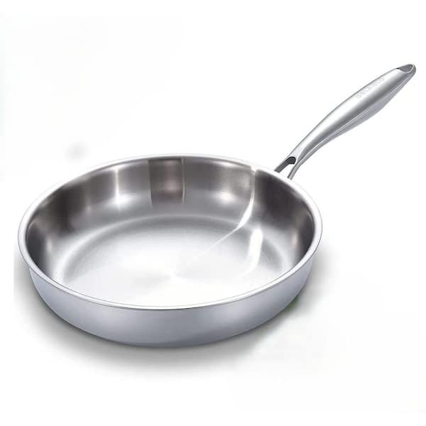 Diameter 12.5 in. Tri-Ply Stainless Steel Skillet Non-Toxic Cooking Surface Oven Induction Safe Up to 650°F