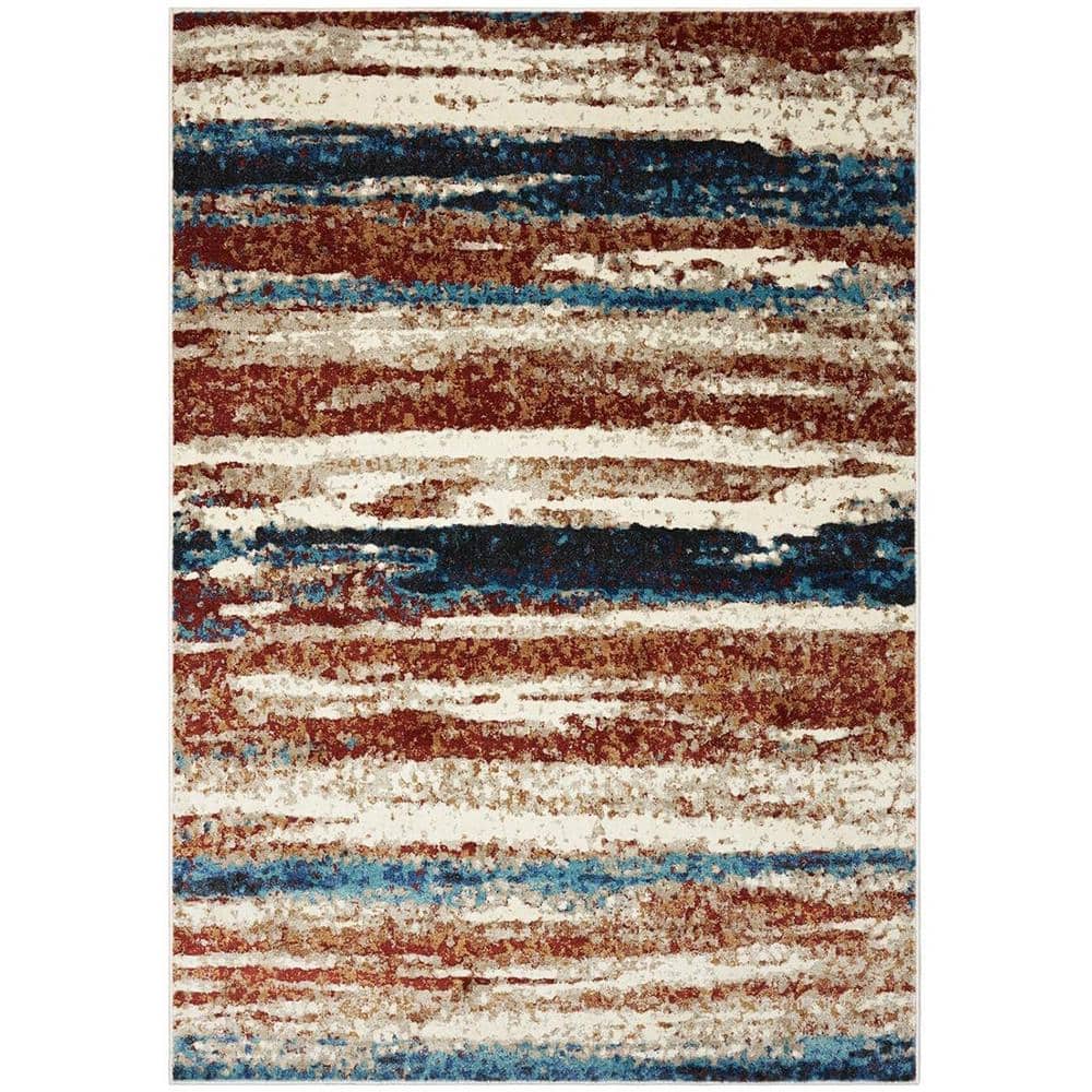 Multi-Colored Polypropylene 8 ft. x 10 ft. Modern Abstract Indoor/Outdoor A