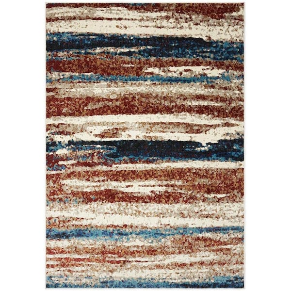 Unbranded Multi-Colored Polypropylene 8 ft. x 10 ft. Modern Abstract Indoor/Outdoor Area Rug
