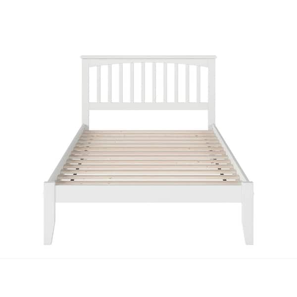 Mission White Full Platform Bed with Open Foot Board