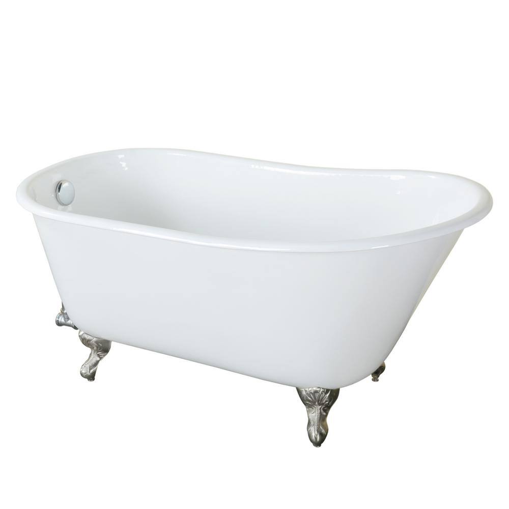 Gareth 53" White Cast Iron Clawfoot Slipper Tub