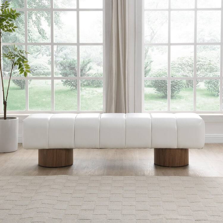 CHRISTOPHER KNIGHT HOME Bronx Modern PU Leather Uphosltered Entryway Ottoman Bedroom Bench, White