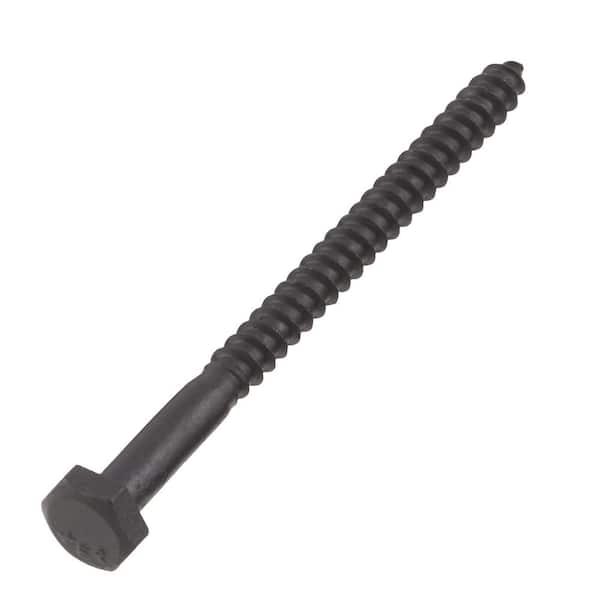 1/4 in. x 3-1/2 in. Black Exterior Hex Head Lag Screw (15-Pack)