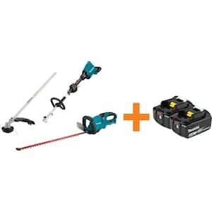 18V X2 (36V) LXT Brushless Power Head with Trimmer Attachment and LXT Hedge Trimmer w/Bonus 18V LXT 2Pk Battery 5.0Ah