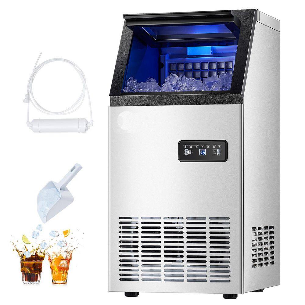 17 in.W Commercial Ice Maker Machine 100lbs./24H 36 Ice Cubes in 15 Minutes Freestanding w/ 28 lbs. 2025 Upgrade Silver