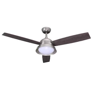 Barnlight 52 in. Indoor Ceiling Fan with 3 Reversible Blades and Remote Control in Brushed Nickel
