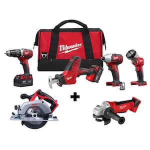 M18 18V Lithium-Ion Cordless Combo Kit (4-Tool) with M18 Circ Saw and M18 Grinder