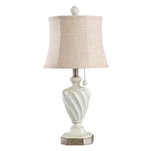 24 in. Distressed Cream Table Lamp with Softback Fabric Shade