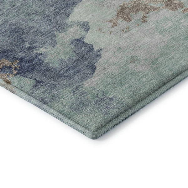 Mayfield Premium Machine Washable Abstract AMF2108 Seafoam 10 ft. x 14 ft. Area Rug