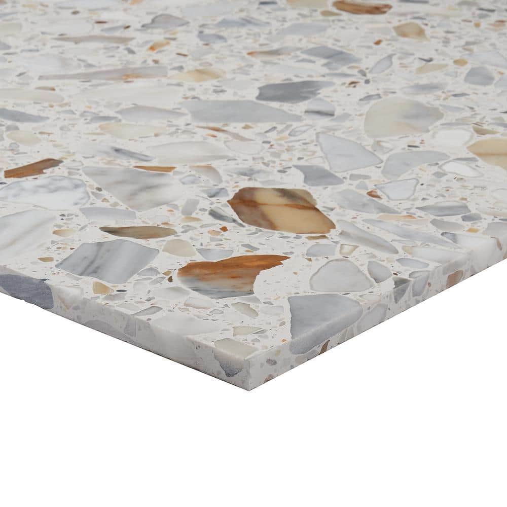 Calacatta White/Cream Large Format Honed Terrazzo Floor and Wall Tile