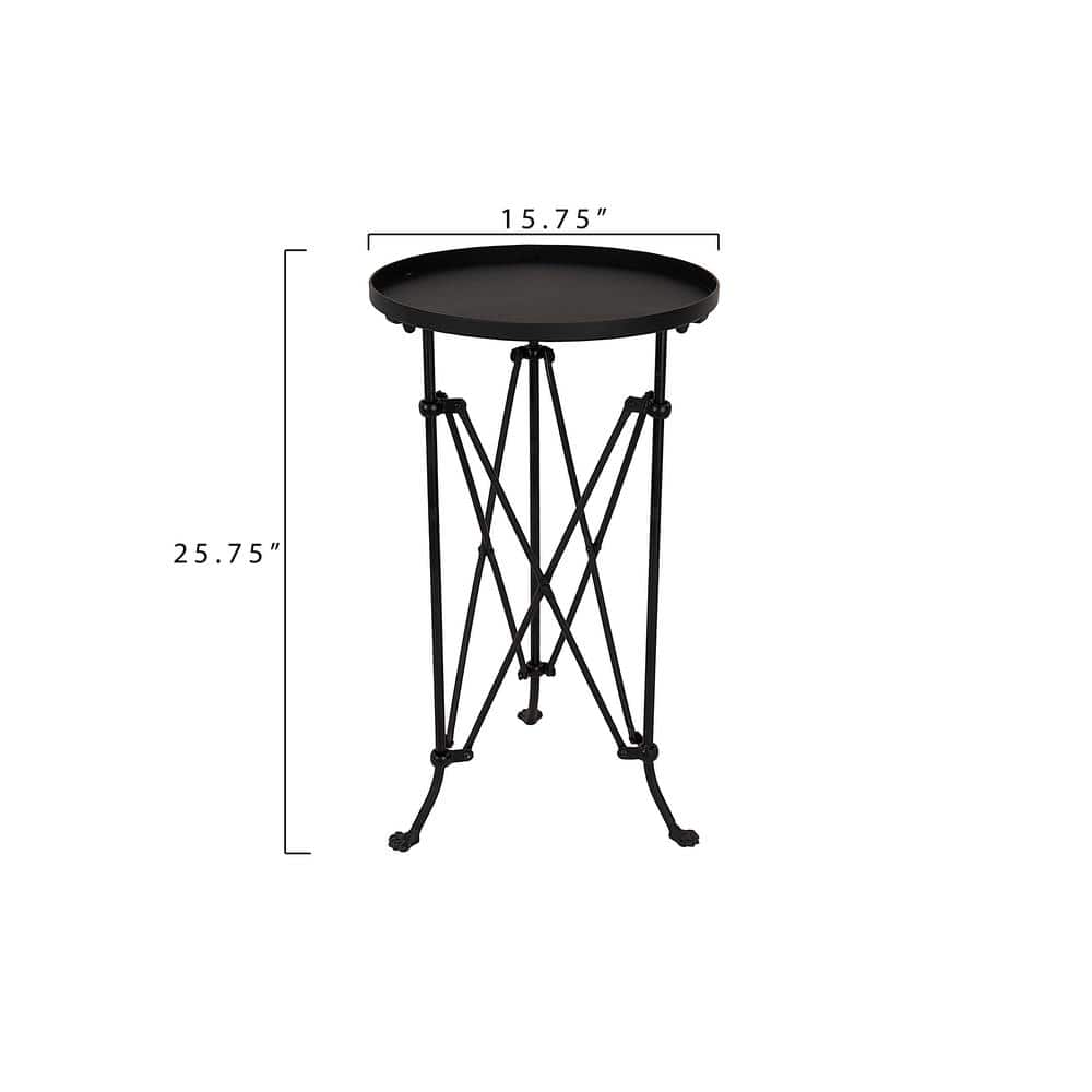 Black Round Metal Side Table with Claw Feet