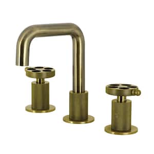 Wendell 8 in. Widespread Double Handle Bathroom Faucet in Antique Brass