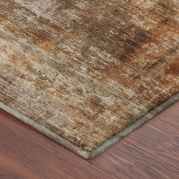 Mayfield Premium Machine Washable Abstract AMF2300 Copper 3 ft. x 5 ft. Area Rug