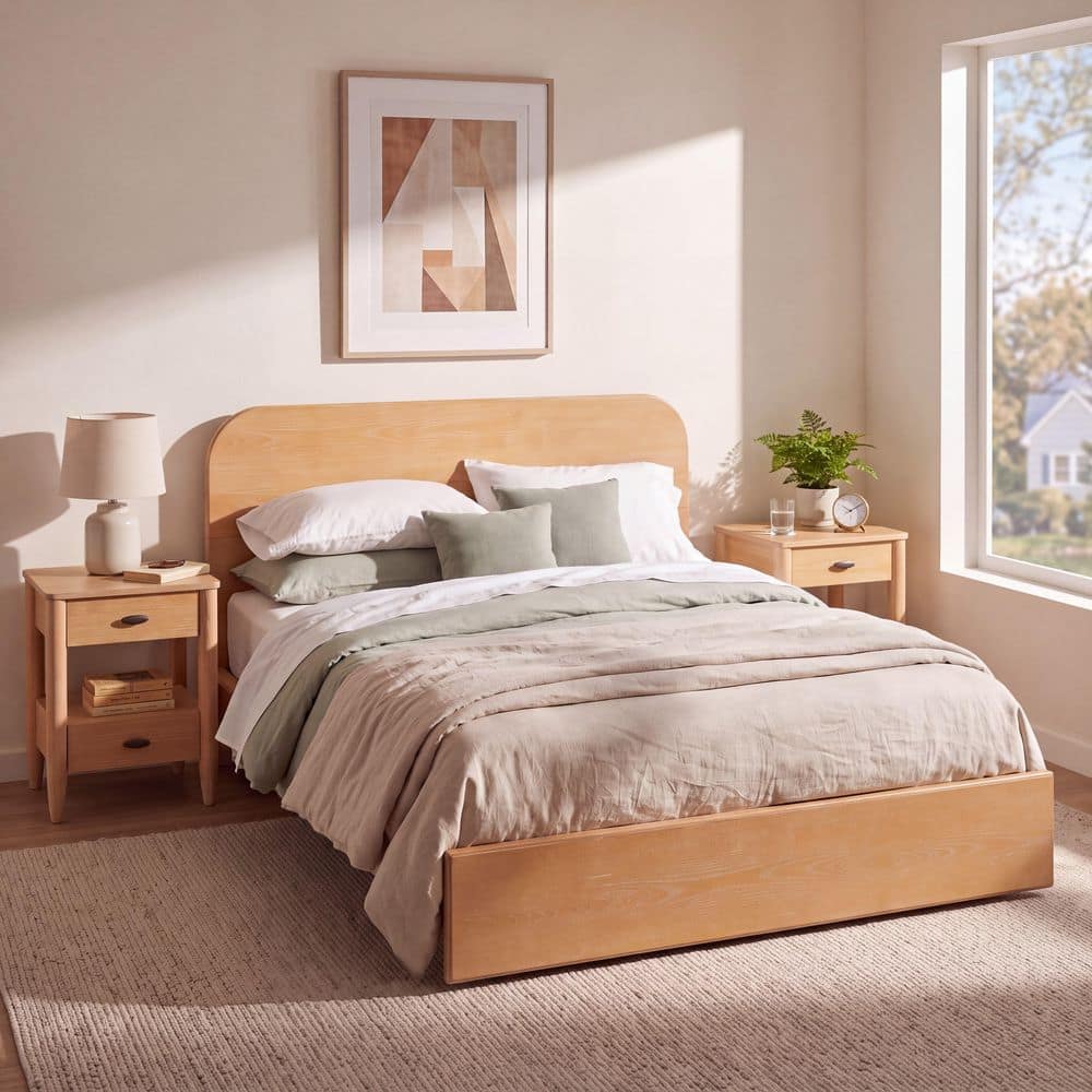 CHRISTOPHER KNIGHT HOME Modern 3-Piece Natural Finish Wood Frame King ...