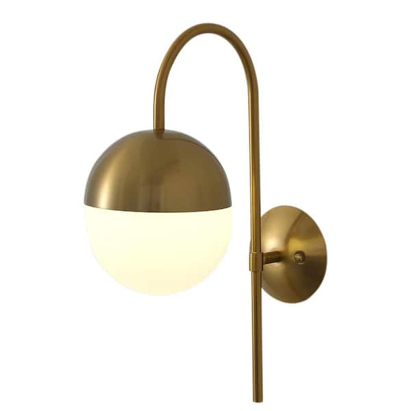 aiwen Modern 1-Light Gold Globe Armed Sconce Wall Sconce with Glass ...