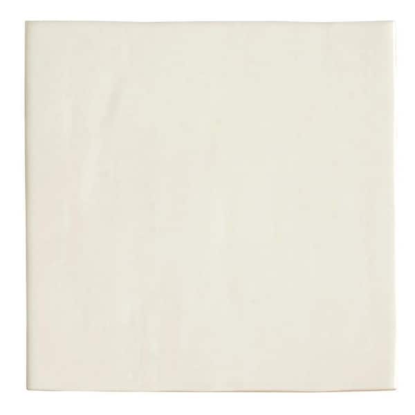 Terralis 6 in. x 6 in. Glossy Pearl White Porcelain Square Wall and Floor Tile (4.65 sq. ft./case)-19 Pack