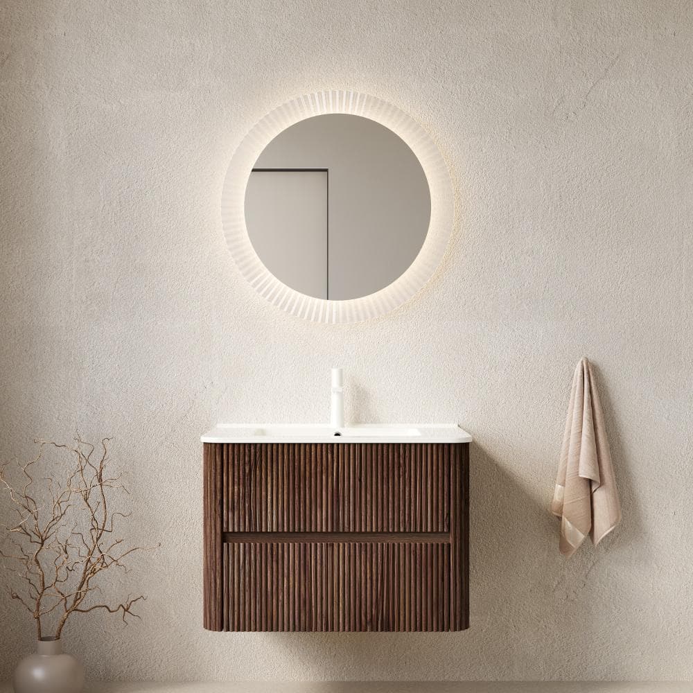 30 in.Single Sink Deep Walnut Floating Bathroom Vanity,White Top&Ceramic Basin,2 Soft-close Drawers price history on PriceWatchPro