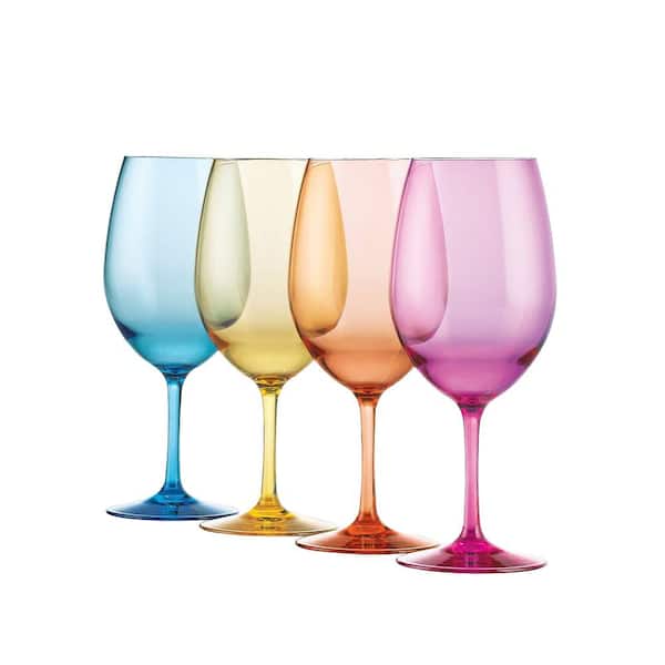Wine Enthusiast 20 oz. Indoor/Outdoor Mixed Color Wine Glasses