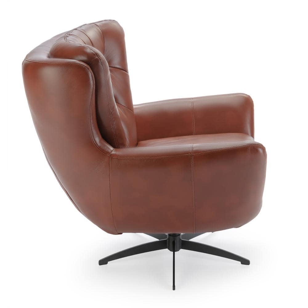 Midnight Blue Faux Leather Swivel Accent Chair with Manufactured Wood