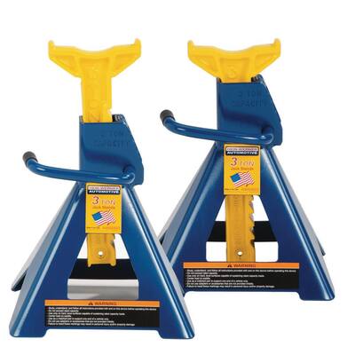 3-Ton Heavy-Duty Jack Stands Pair with Formed Steel Frame Base and Ratcheting Bar