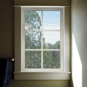 29.5 in. x 35.5 in. V-2500 Series Desert Sand Vinyl Fixed Picture Window with Colonial Grids/Grilles