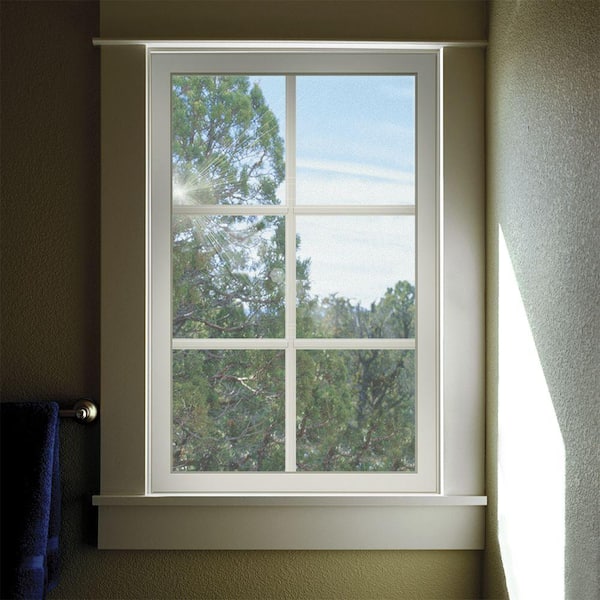 36 in. x 48 in. V-2500 Series Bronze Exterior/White Interior FiniShield Vinyl Fixed Picture Window, Colonial Grid/Grille