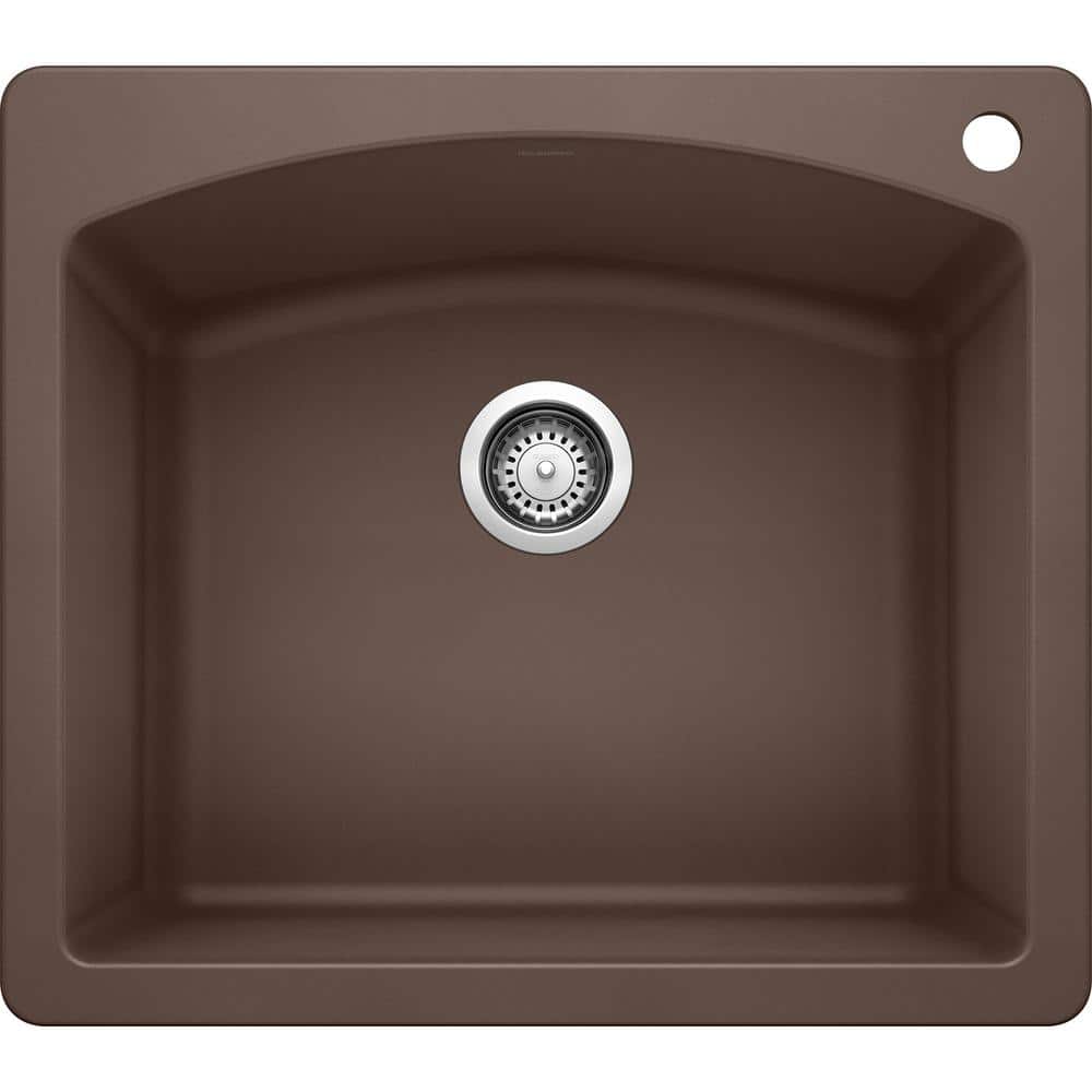 Diamond SILGRANIT Brown Granite Composite 25 in. Single Bowl Drop-In or Und