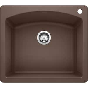 Diamond SILGRANIT Brown Granite Composite 25 in. Single Bowl Drop-In or Undermount Kitchen Sink