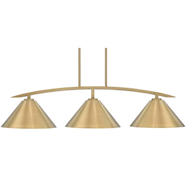Unbranded Siena 3-Light, Brass Metal Shades, Linear Chandelier, Any room with Metal Shades, No Bulb Included