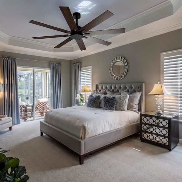 65 in. Indoor Outdoor Use Black Solid Wood Grain 8 Blade Propeller Ceiling Fan with Remote Control, 5-Speed Adjustable