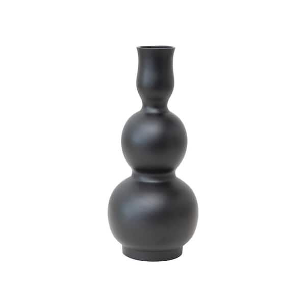 Storied Home Sculptural Aluminum Vase, Matte Black