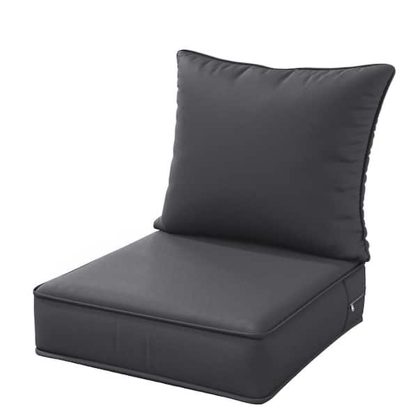 19 in. x 19 in. x 4 in. Square Outdoor Deep Seating Cushion Set Seat and Back Cushion for Lounge Chair Grey