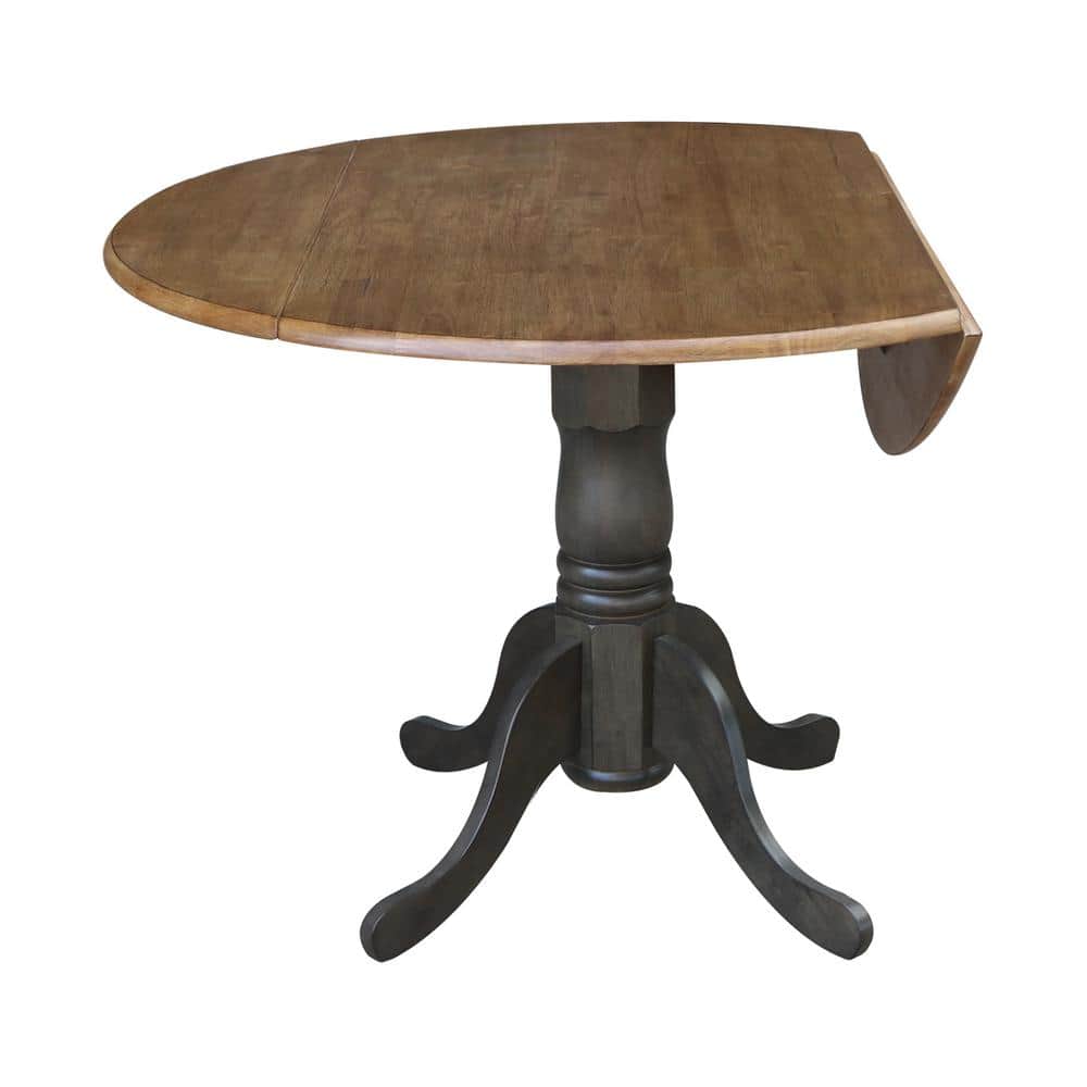 42" Hickory and Washed Coal Dual Drop Leaf Table with 2 Chairs