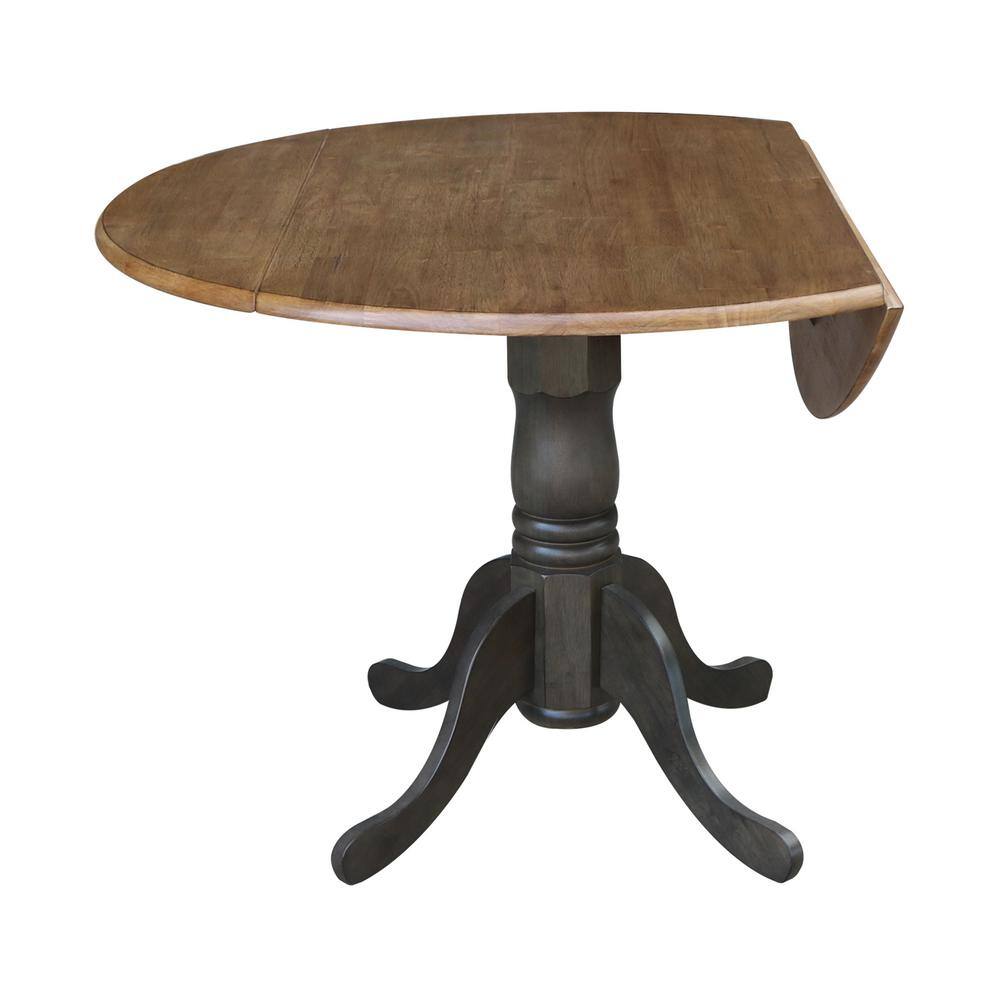 Cottage Charm 42" Round Hickory Wood Extendable Dining Table