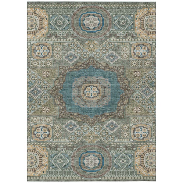 Chantille Machine Washable Indoor/Outdoor Abstract ACN2525 Basil 10 ft. x 14 ft. Area Rug