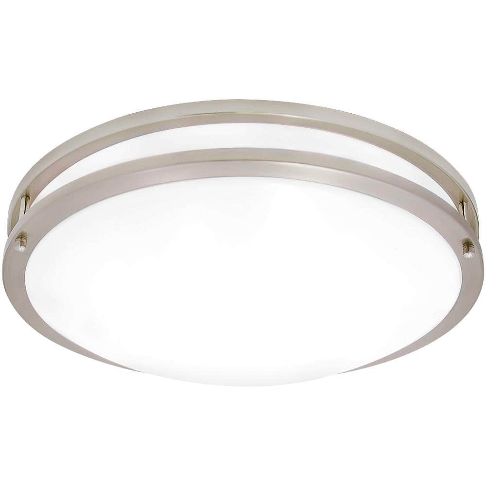 Maxxima 18 in. Satin Nickel Selectable LED Ceiling Flush Mount Fixture ...