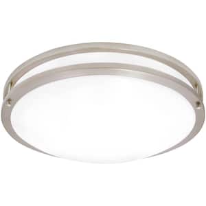 18 in. Satin Nickel Selectable LED Ceiling Flush Mount Fixture, 5 CCT 2700K-5000K, 2000 Lumens, Dimmable