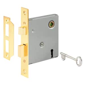 Vintage Style Mortise Lock Assembly, 5-1/2 in. Face Plate, Brass Plated Steel