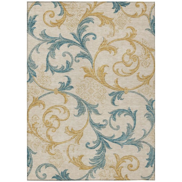 Chantille Machine Washable Indoor/Outdoor Abstract ACN3012 Ivory 5 ft. x 7 ft. 6 in. Area Rug