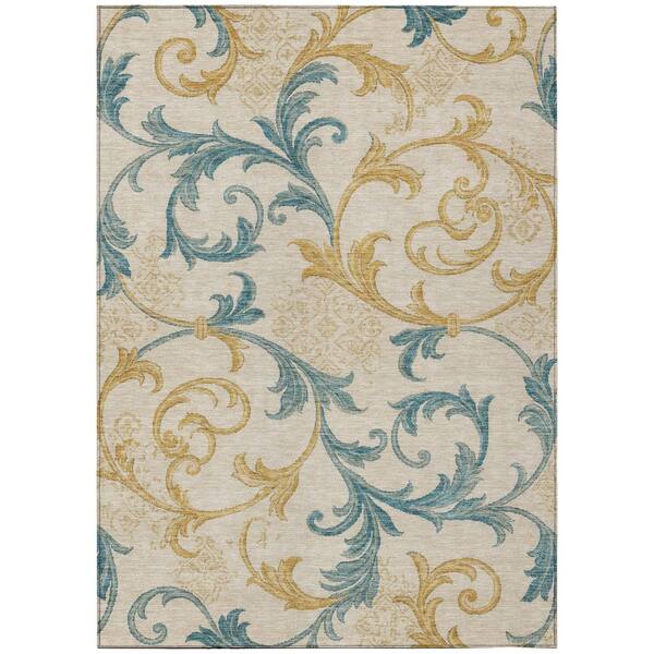 Chantille Machine Washable Indoor/Outdoor Abstract ACN3012 Ivory 9 ft. x 12 ft. Area Rug