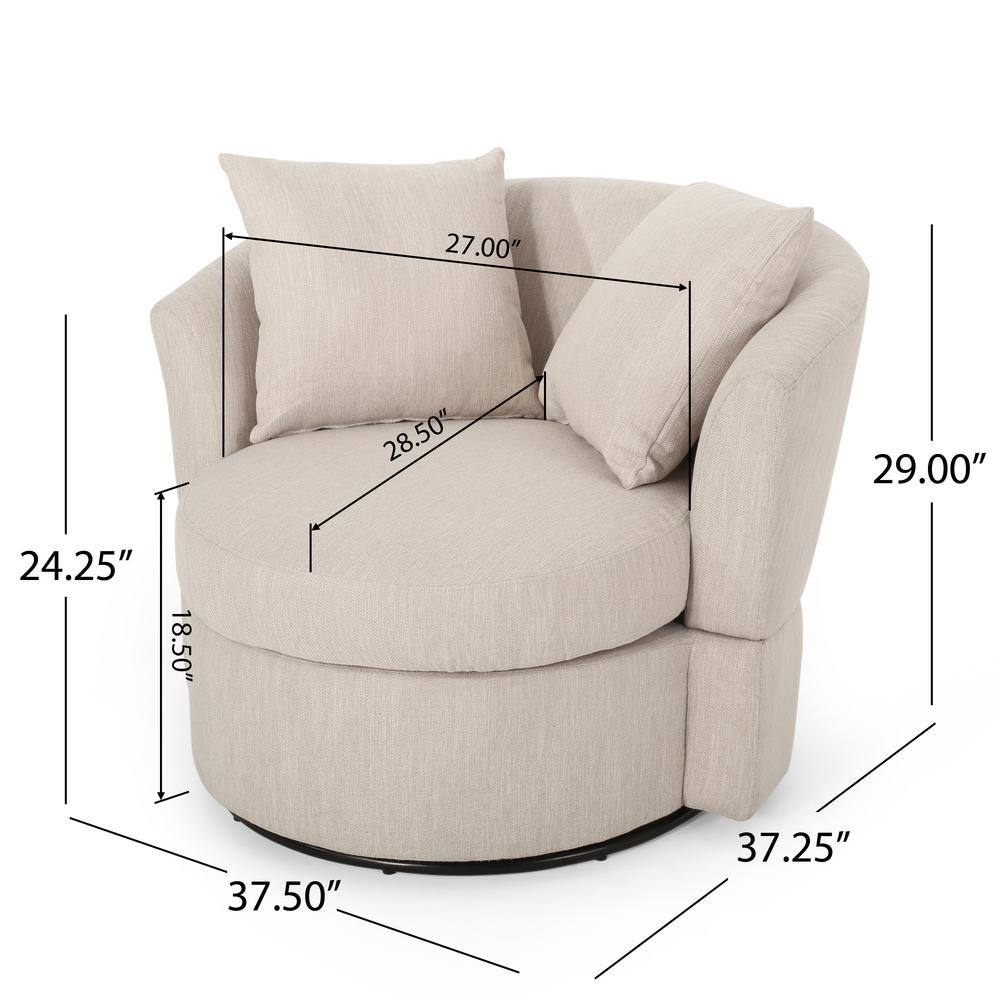 Beige Swivel Barrel Club Chair with Metal Base