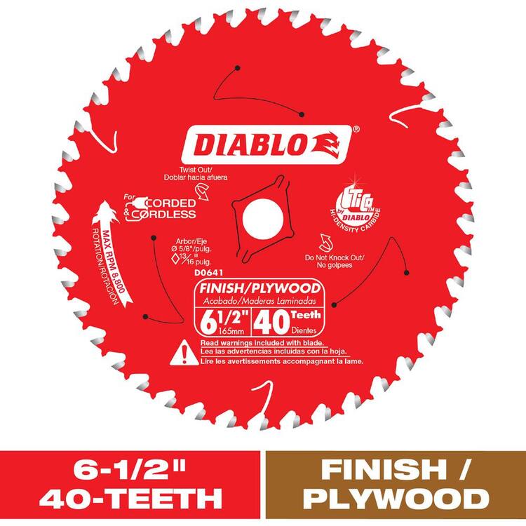DIABLO 6-1/2in. x 40-Tooth Finish Trim Circular Saw Blade for Wood