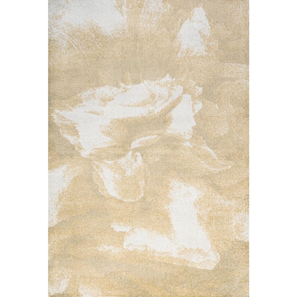 Petalo Abstract 2-Tone Modern Gold/Cream 8 ft. x 10 ft. Area Rug