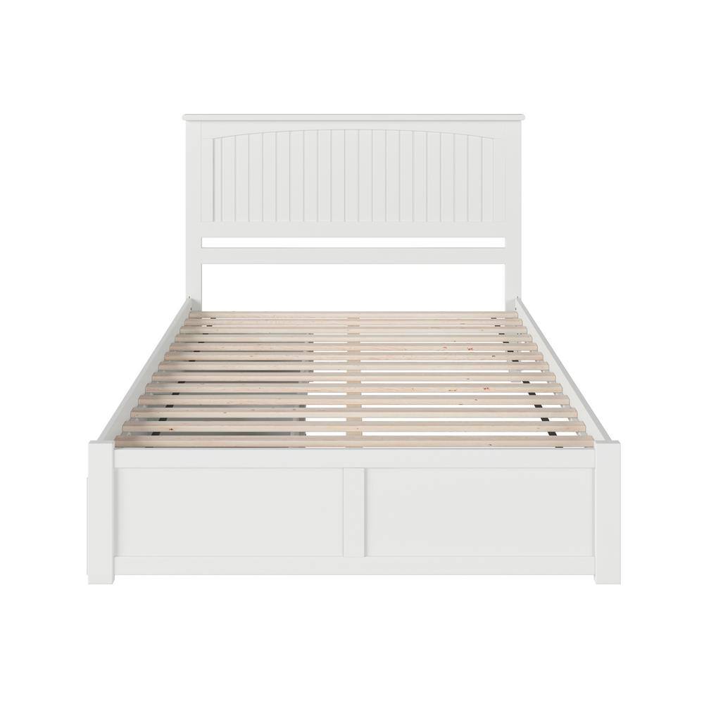 Nantucket White Queen Wood Platform Bed with Storage Drawers