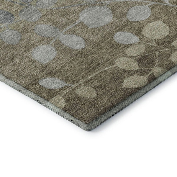 Mayfield Premium Machine Washable Abstract AMF1900 Khaki 9 ft. x 12 ft. Area Rug