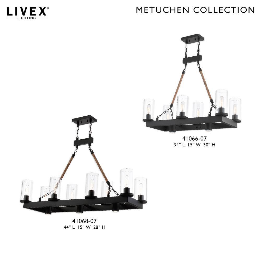 Metuchen 8-Light Bronze Industrial Linear Chandelier with Clear Glass